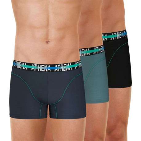 Lot de 3 Boxers classiques en coton multicolores unis avec marque à la taille - Image 4