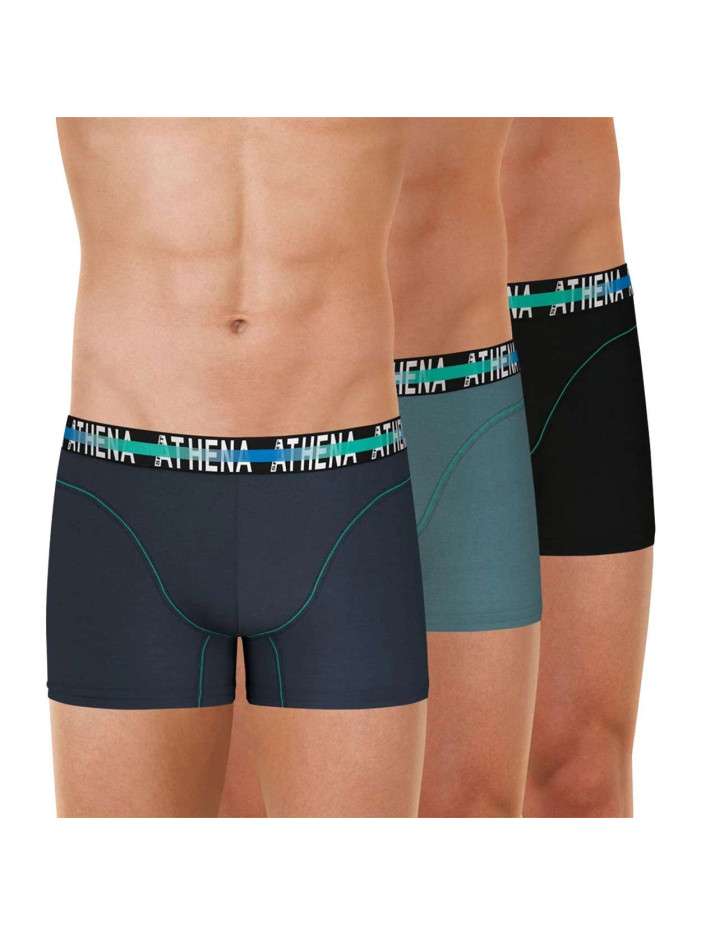 Lot de 3 Boxers classiques en coton multicolores unis avec marque à la taille - Image 4