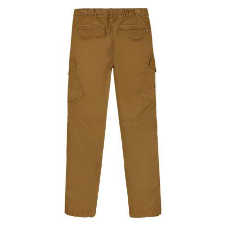 Cargo en coton camel uni à coupe regular fit avec des lacets à la taille - Image 4