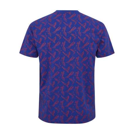 T-shirt en coton bleu imprimé all-over avec une coupe droite et un col rond - Image 2