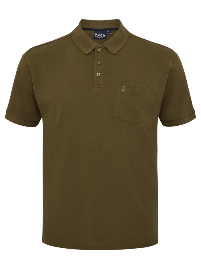Polo en coton kaki uni avec...