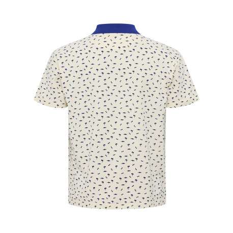 Polo à manches courtes en coton écru à petits motifs avec une coupe droite - Image 2