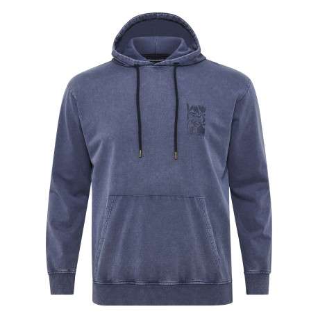 Sweat à capuche en coton mélangé bleu délavé avec une coupe droite