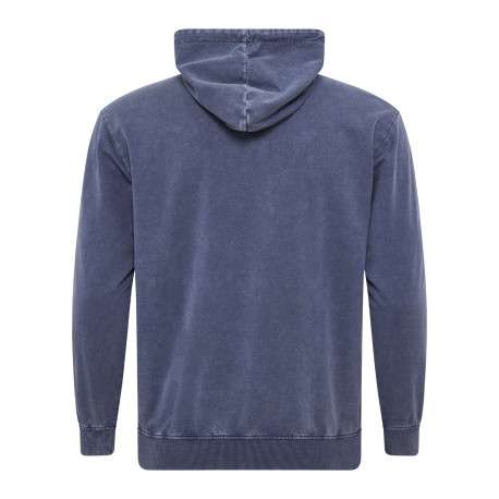 Sweat à capuche en coton mélangé bleu délavé avec une coupe droite - Image 2