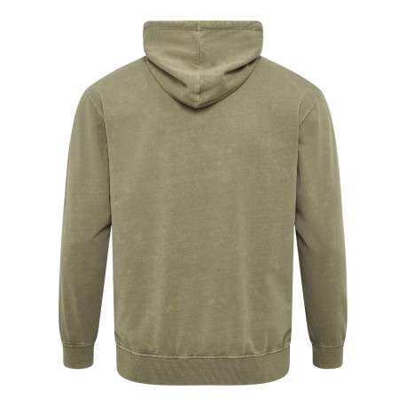 Sweat à capuche en coton mélangé kaki délavé avec une coupe droite - Image 2