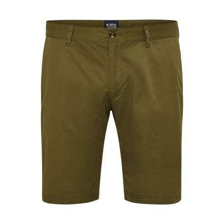 Short chino en coton kaki uni avec une coupe slim et des passants à la taille