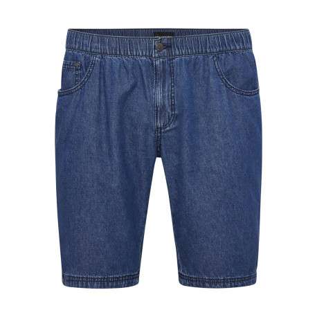 Short chino en coton bleu uni aspect denim avec une coupe slim
