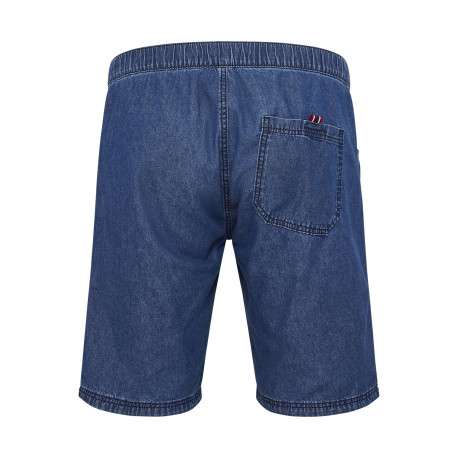 Short chino en coton bleu uni aspect denim avec une coupe slim - Image 2