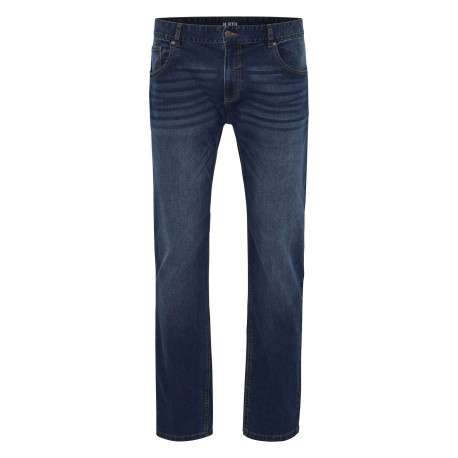 Jean en coton mélangé bleu indigo délavé aux cuisses à coupe slim