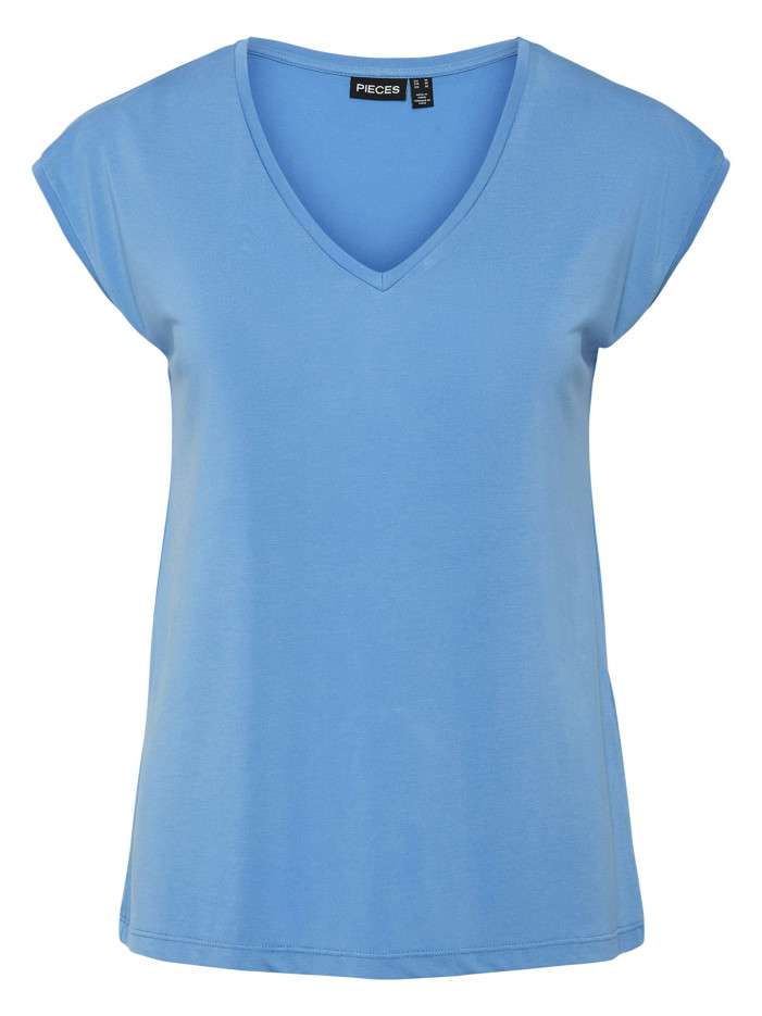 T-shirt bleu uni avec un...