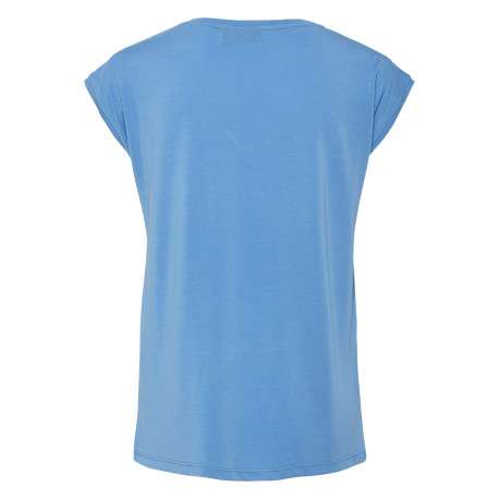 T-shirt bleu uni avec un col v une coupe droite et des manches très courtes - Image 2