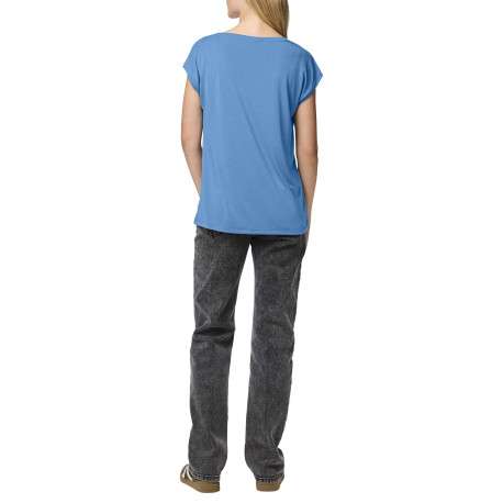 T-shirt bleu uni avec un col v une coupe droite et des manches très courtes - Image 5