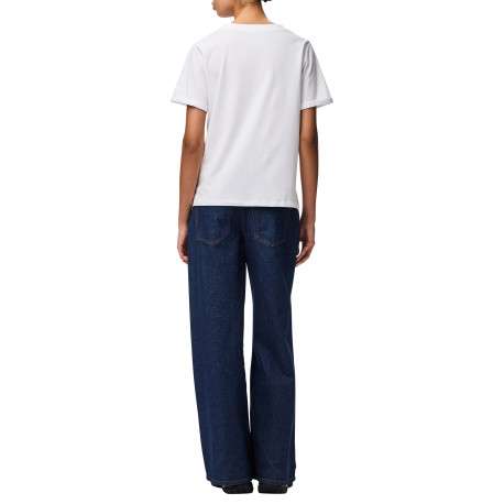 T-shirt en coton biologique blanc uni avec une coupe droite et un col V - Image 2