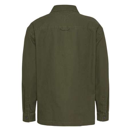 Chemise en coton régénératif kaki unie à coupe droite et col français - Image 2
