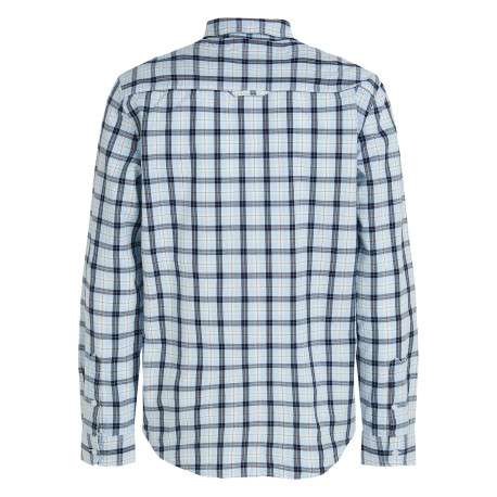 Chemise en coton régénératif ciel à carreaux et coupe droite avec col français - Image 2