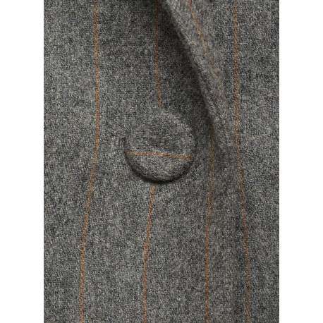 Blazer gris uni droit à col cranté et à manches longues épais - Image 2