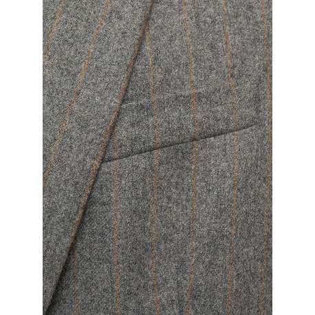 Blazer gris uni droit à col cranté et à manches longues épais - Image 3