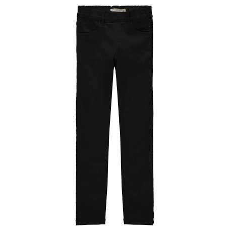 Pantalon noir uni avec une coupe droite et à fermerture zippée boutonnée