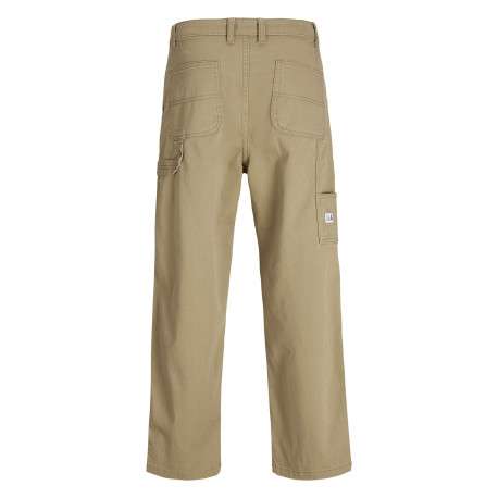 Cargo en coton camel uni à coupe droite avec logo blanc et bleu - Image 2