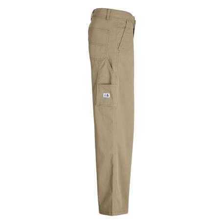 Cargo en coton camel uni à coupe droite avec logo blanc et bleu - Image 3