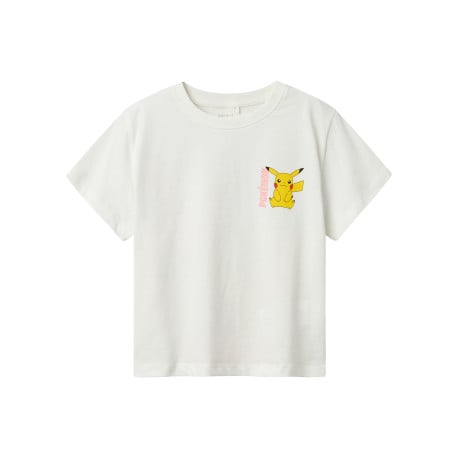 T-shirt en coton blanc avec imprimés pokemons, à coupe droite et col rond