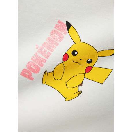 T-shirt en coton blanc avec imprimés pokemons, à coupe droite et col rond - Image 3