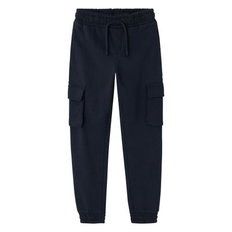 Jogging marine uni à coupe slim avec poches cargo et taille élastiquée