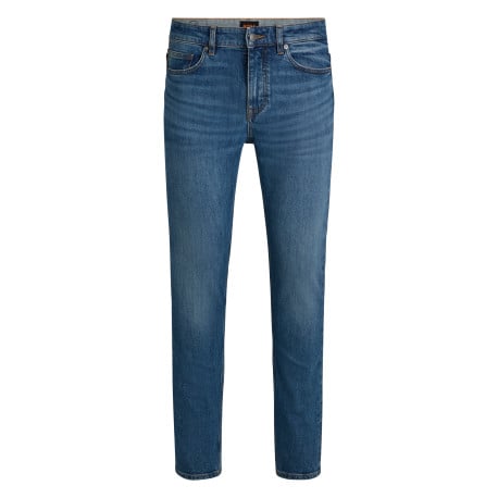 Jean en coton bleu indigo délavé aux cuisses avec une coupe slim