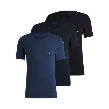 Lot de 3 t-shirts en coton tricolore unis avec une coupe près du corps