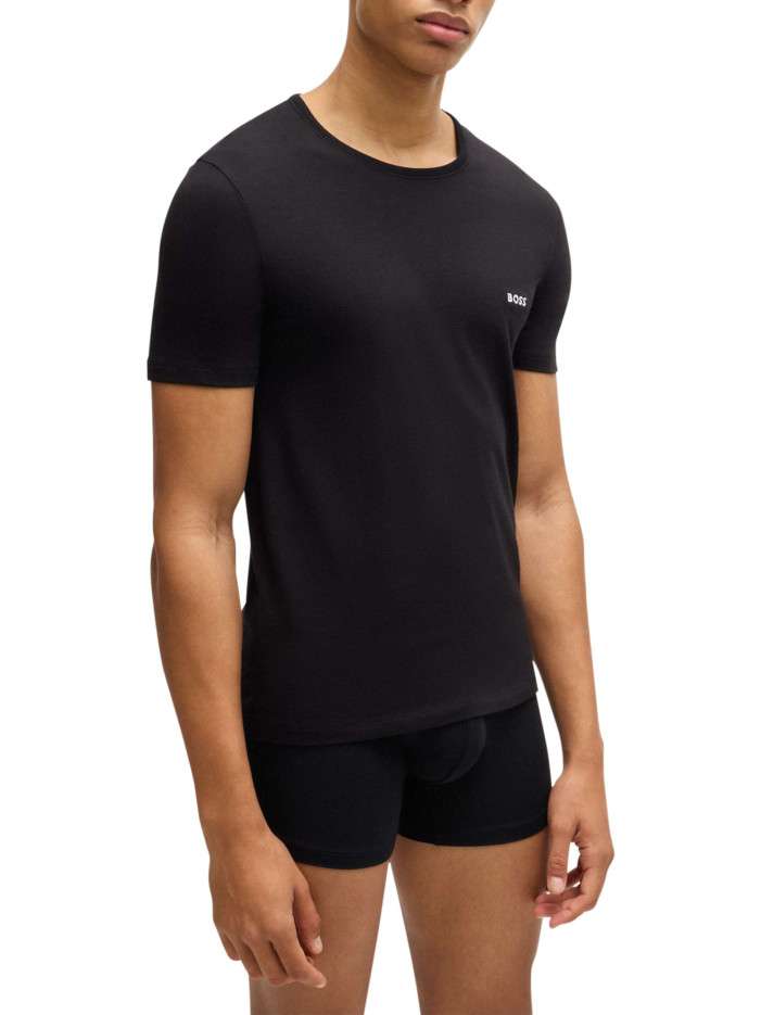 Lot de 3 t-shirts en coton tricolore unis avec une coupe près du corps - Image 3