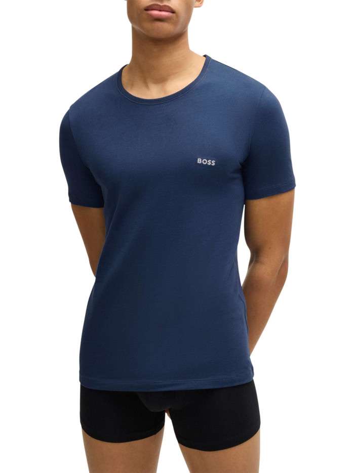 Lot de 3 t-shirts en coton tricolore unis avec une coupe près du corps - Image 4