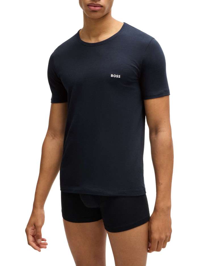 Lot de 3 t-shirts en coton tricolore unis avec une coupe près du corps - Image 5