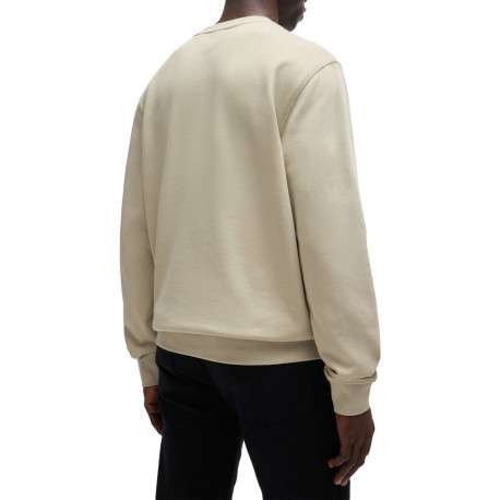 Sweat en coton beige uni avec une coupe regular fit et un patch à la poitrine - Image 2