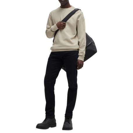 Sweat en coton beige uni avec une coupe regular fit et un patch à la poitrine - Image 4