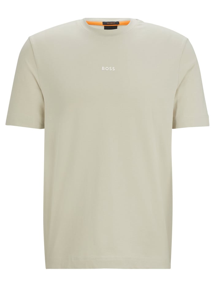 T-shirt en coton beige uni...