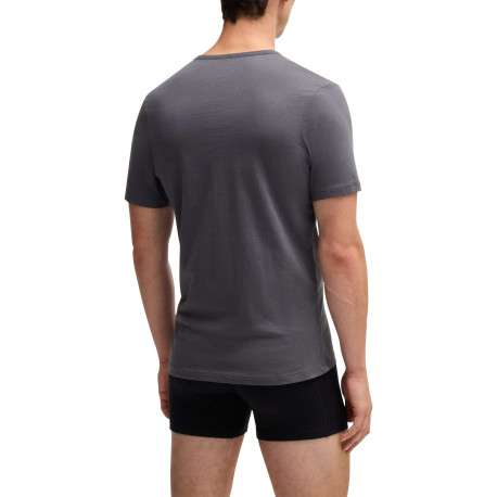 Lot de 3 t-shirts en coton tricolore unis avec le logo à coupe près du corps - Image 2