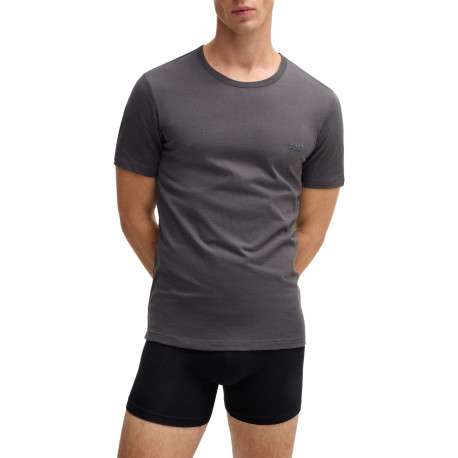 Lot de 3 t-shirts en coton tricolore unis avec le logo à coupe près du corps - Image 3