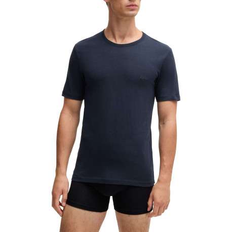 Lot de 3 t-shirts en coton tricolore unis avec le logo à coupe près du corps - Image 4