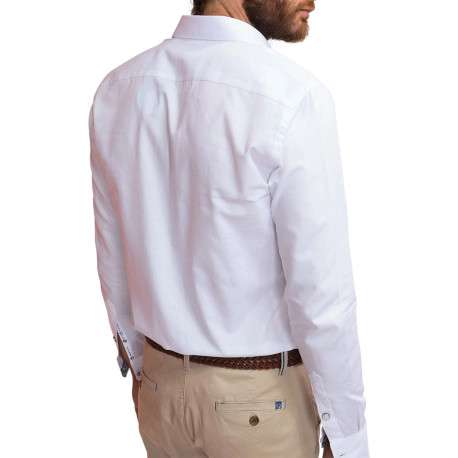 Chemise en coton blanche unie avec une coupe slim fit et des manches à pression - Image 2