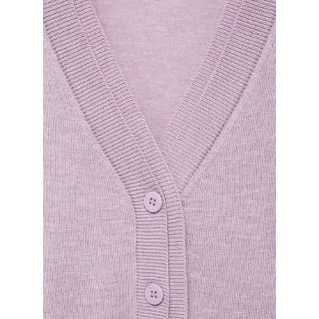 Cardigan lavande en maille fine avec un col v profond et une coupe droite - Image 2