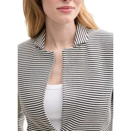 Blazer léger bleu marine à rayures avec une coupe ajustée et des poches - Image 3