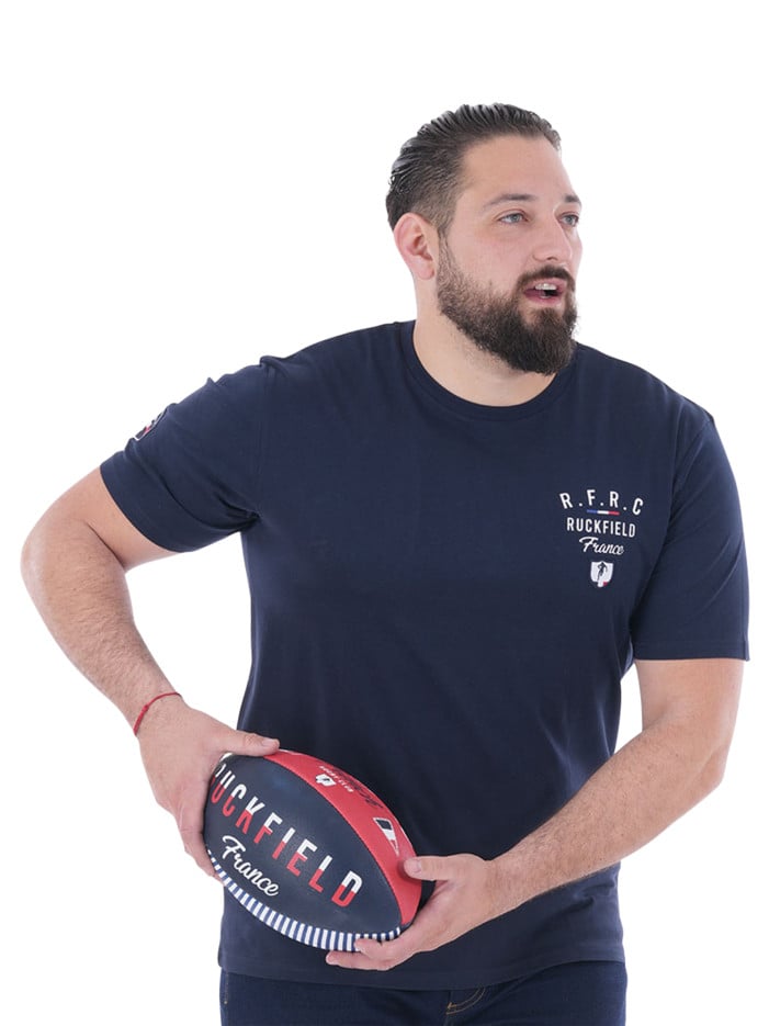 T-shirt en coton marine uni...