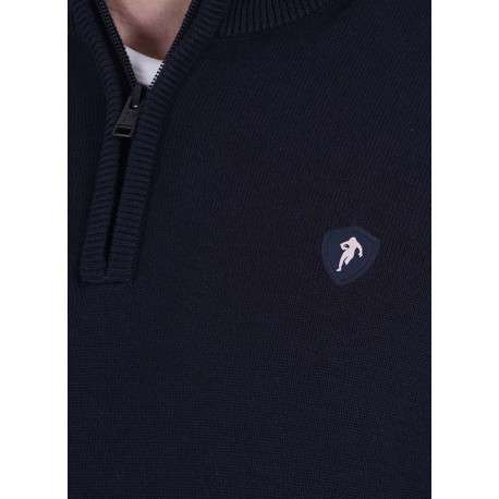 Sweat zippé en coton mélangé marine uni avec une coupe droite - Image 3