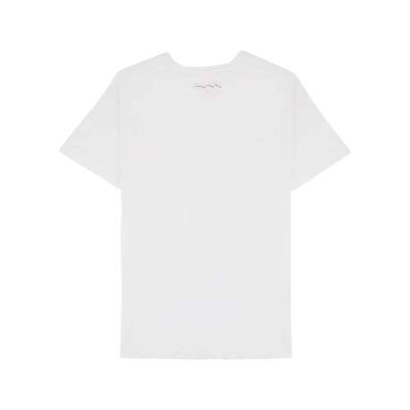 T-shirt en coton blanc uni avec une coupe droite et un col v - Image 2