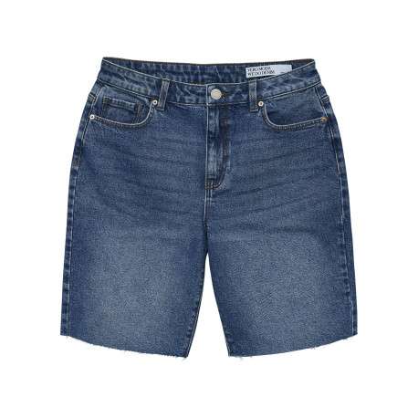 Short Chino en coton indigo uni avec des passants pour ceinture