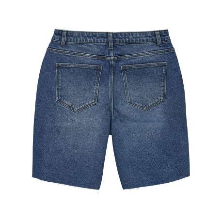 Short Chino en coton indigo uni avec des passants pour ceinture - Image 2