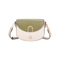 Sac à bandoulière kaki uni avec logo iconique de la marque sur le devant