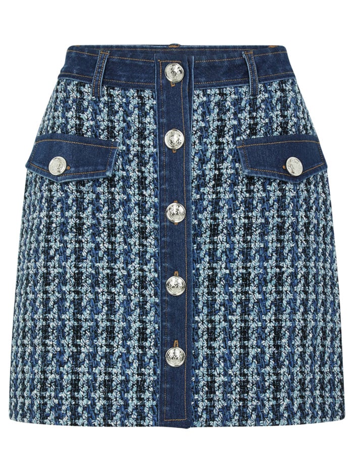 Jupe courte bleue en tweed...