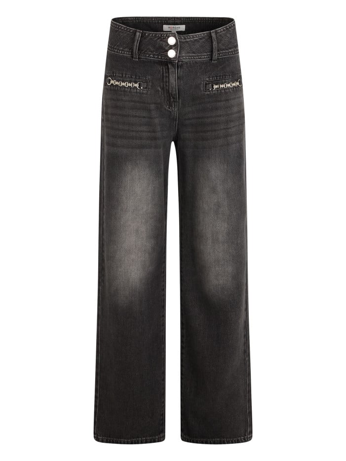 Jean en coton gris délavé à...