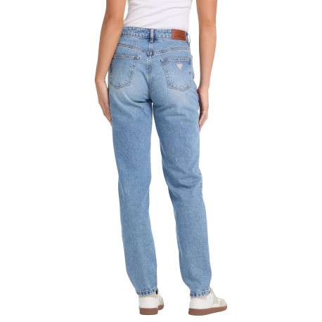 Jean Gj G06 Mom bleu uni avec fermeture zippée, bouton et poches avant - Image 2